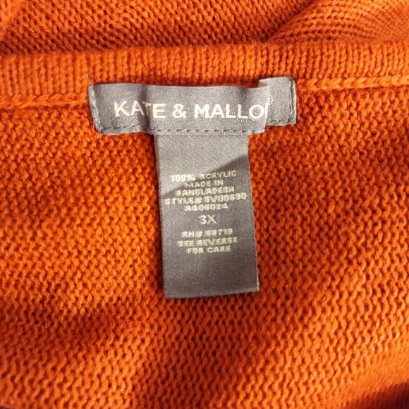 KATE & MALLORY SWEATER/PONCHO WITH BOTTOM FRINGE-SIZE: 3X-COLOR:  RUST - Picture 6 of 6